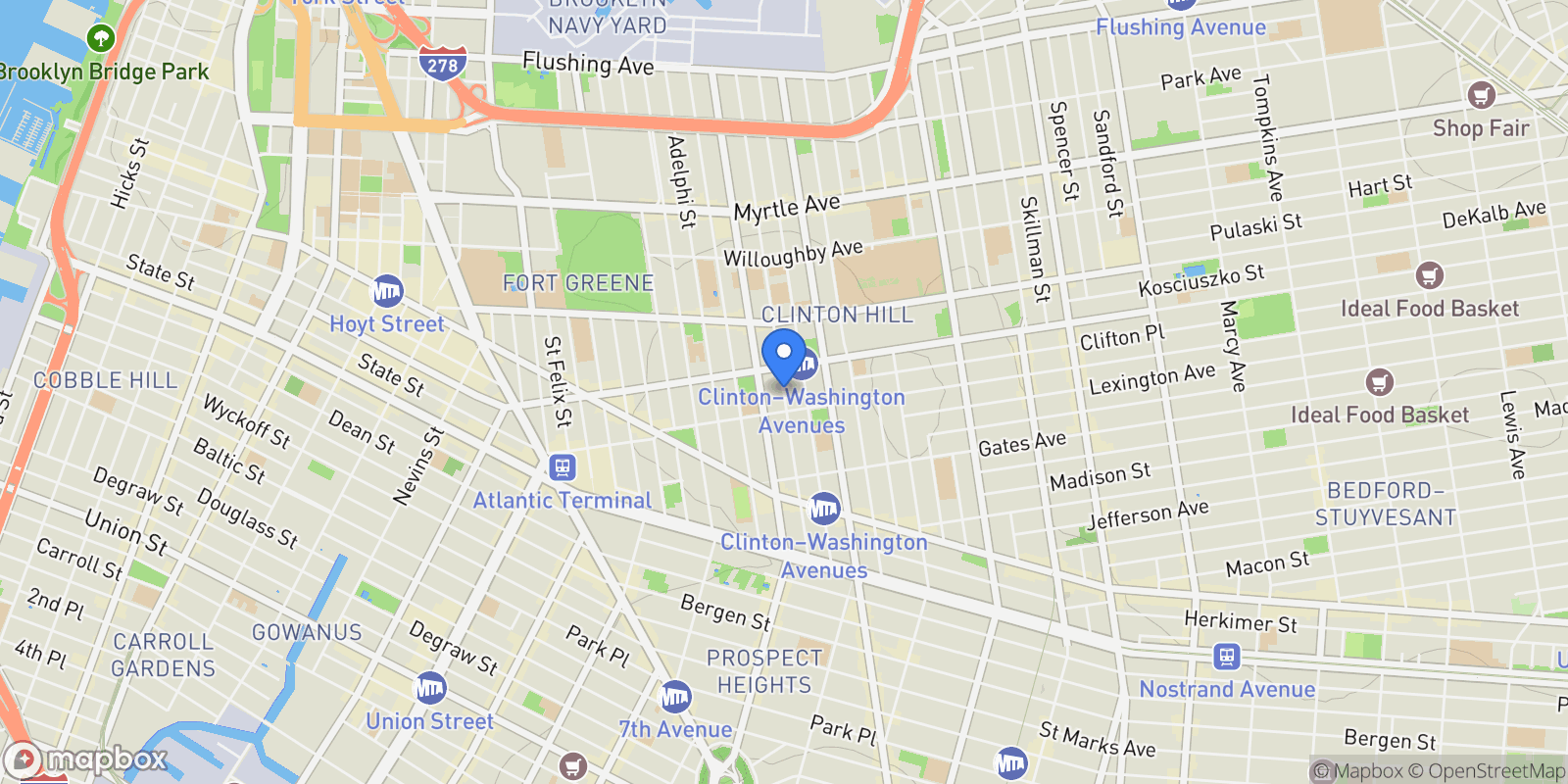 Map showing CLINTON AVENUE, New York, New York, United States.