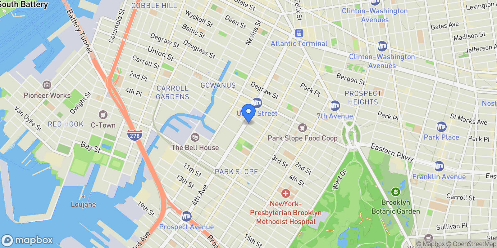 Map showing 1ST STREET, New York, New York, United States.