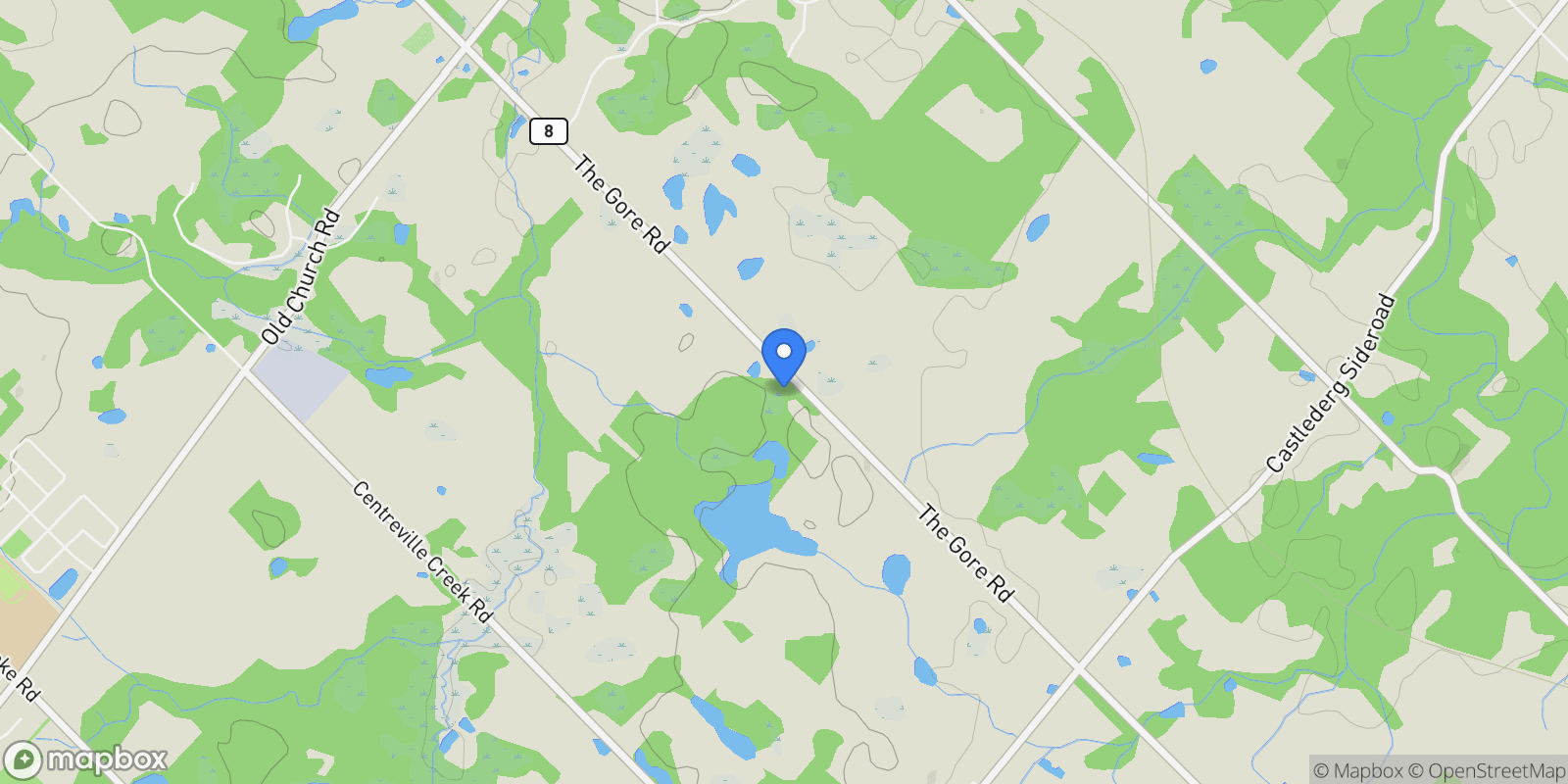 Map showing 15466 The Gore Rd, Caledon East, Ontario, Canada.
