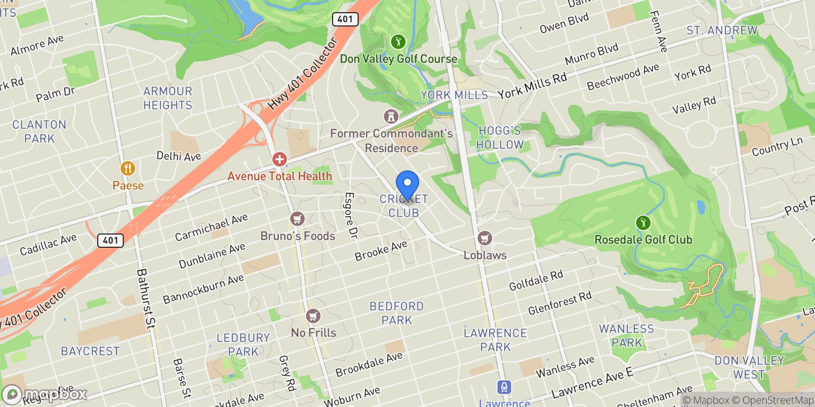 Map showing 117 Yonge Boulevard, Toronto, Ontario, Canada.
