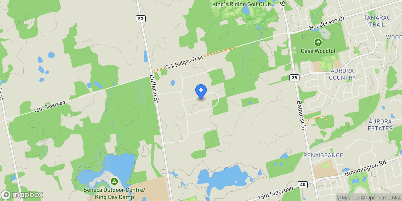 Map showing 116 Eden Vale Dr, King City, Ontario, Canada.