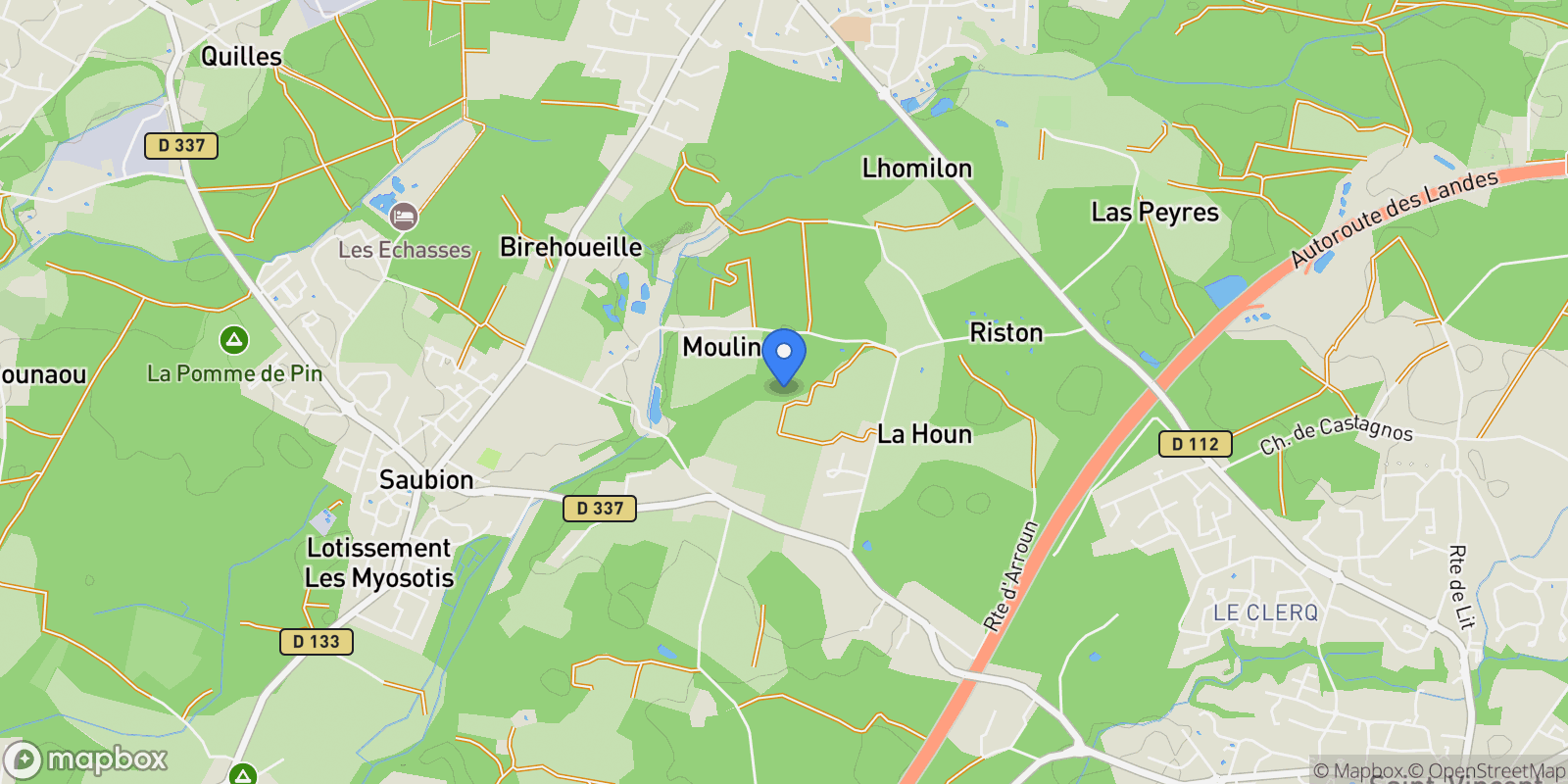 Map showing Saubion, Nouvelle-Aquitaine, France.
