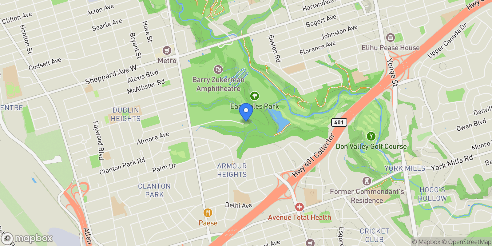 Map showing 58 Timberlane Dr, Toronto, Ontario, Canada.
