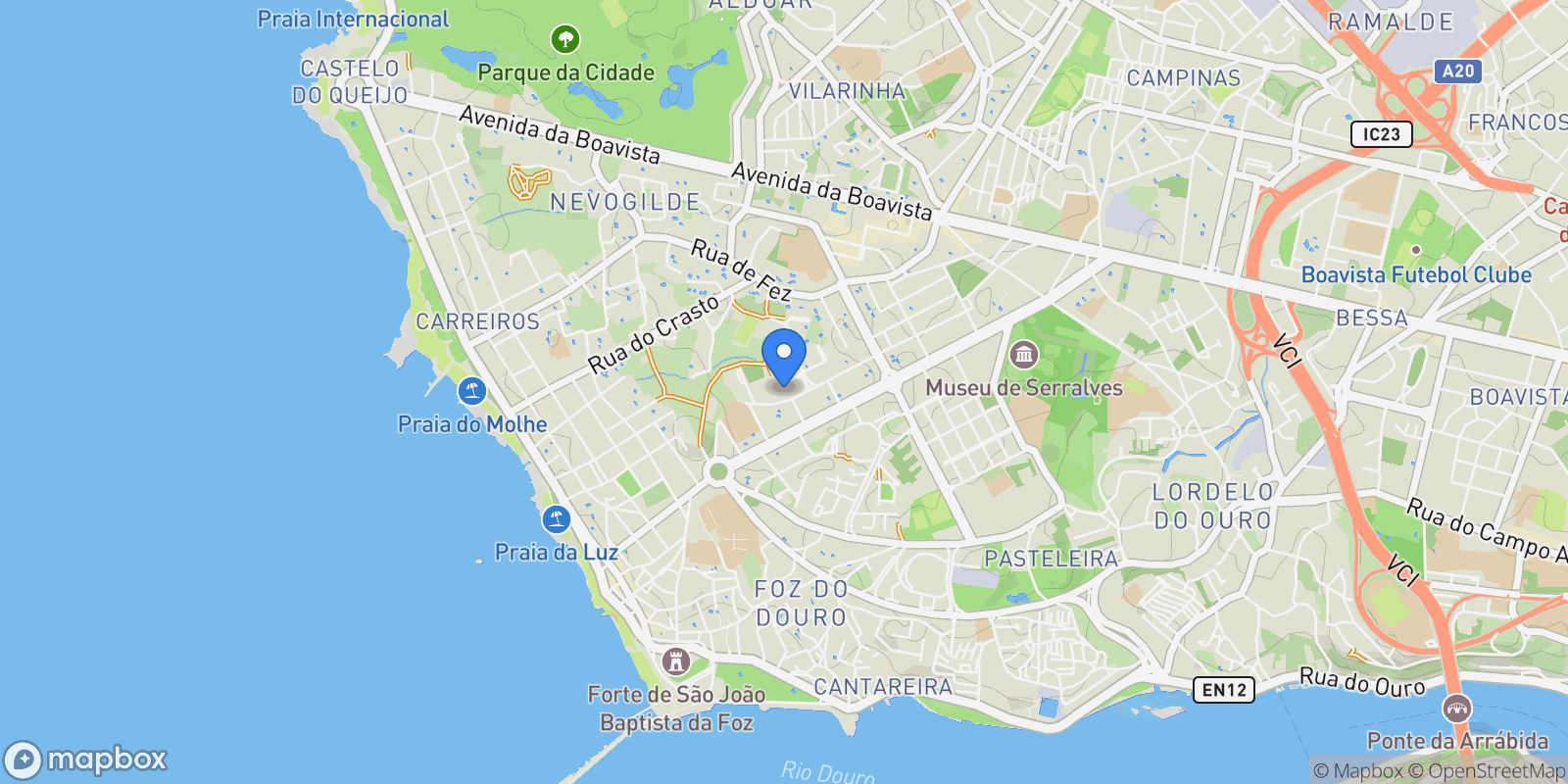 Map showing R. Afonso Baldaia 368 2 d, Porto, Portugal, Aldoar, Foz do Douro e Nevogilde, Porto District, Portugal.
