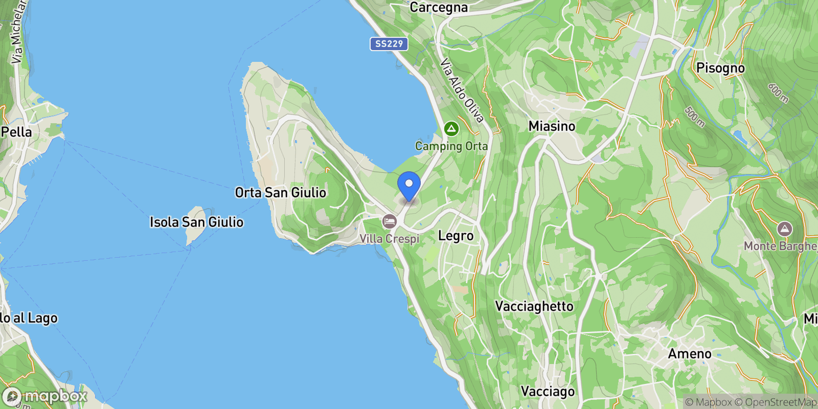 Map showing Via Domodossola, 8, Orta San Giulio, Piedmont, Italy.