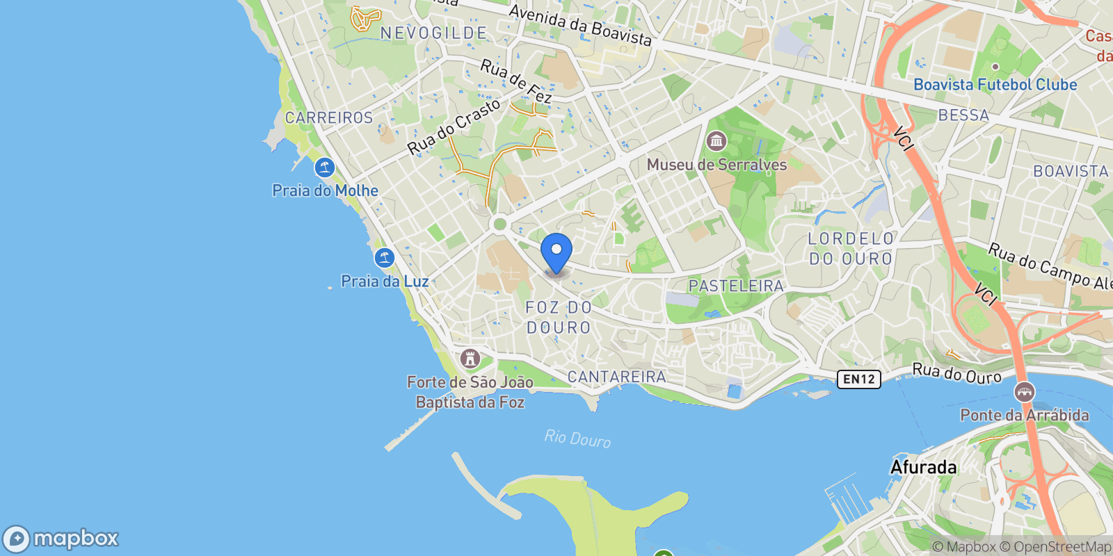 Map showing 4150-192 Porto, Portugal, Aldoar, Foz do Douro e Nevogilde, Porto District, Portugal.