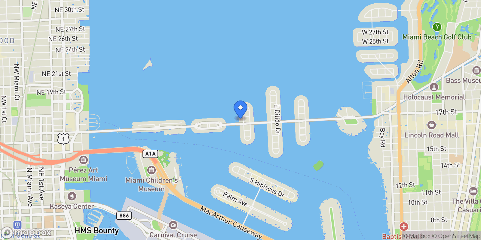 Map showing 244 W San Marino Dr, Miami Beach, Florida, United States.