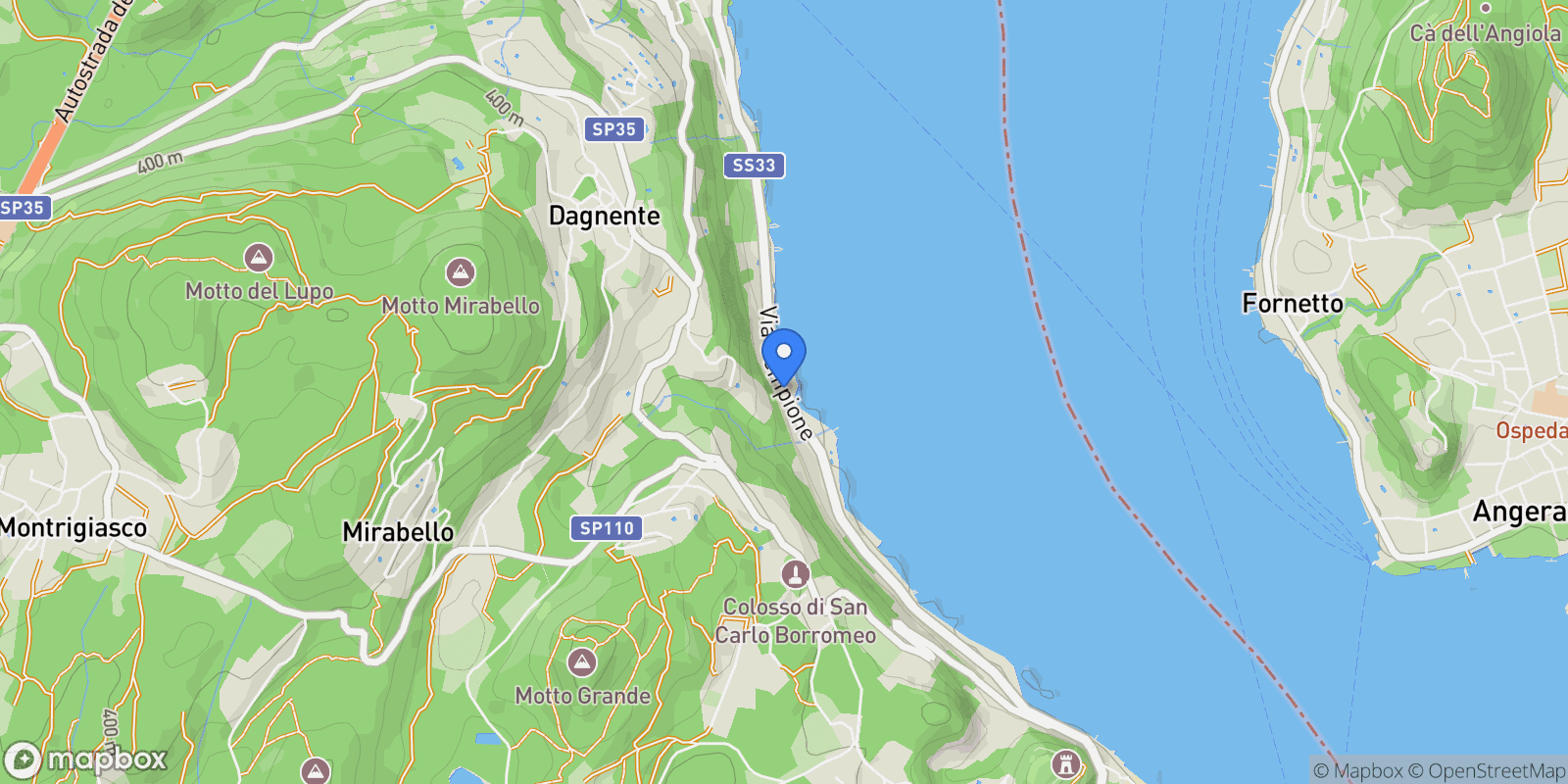 Map showing SS33 del Sempione, 9, Meina, Piedmont, Italy.