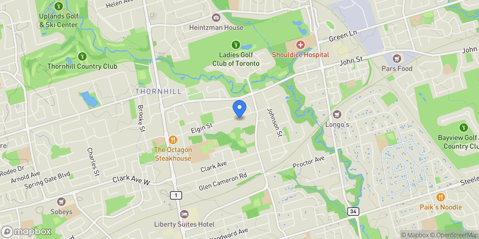 Map showing 113 Elgin St, Markham, Ontario, Canada.