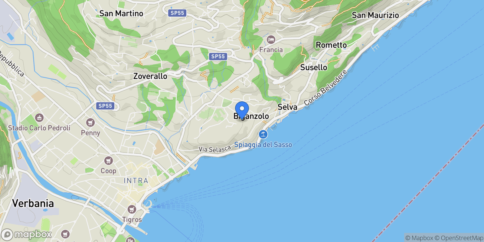 Map showing Via Costanza, Biganzolo, Piedmont, Italy.