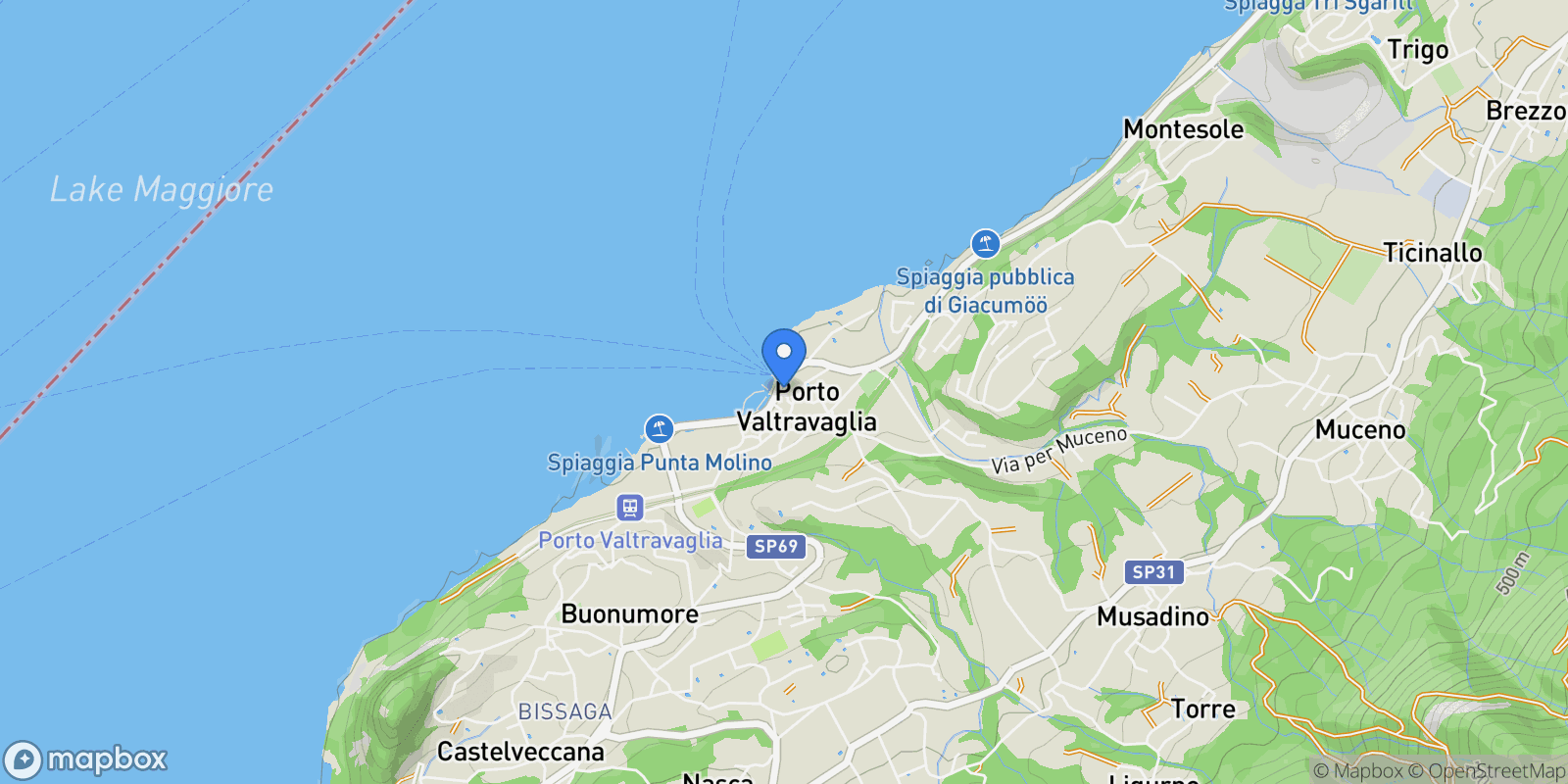 Map showing Via Isola Bella, 9, Porto Valtravaglia, Lombardy, Italy.
