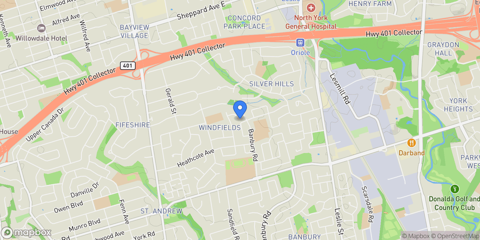 Map showing 29 Junewood Crescent, Toronto, Ontario, Canada.