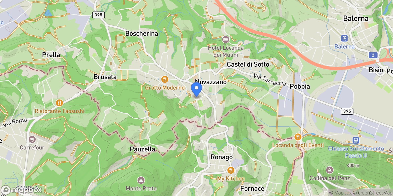 Map showing Via Castelletto 7, Stabio, Novazzano, Ticino, Switzerland.