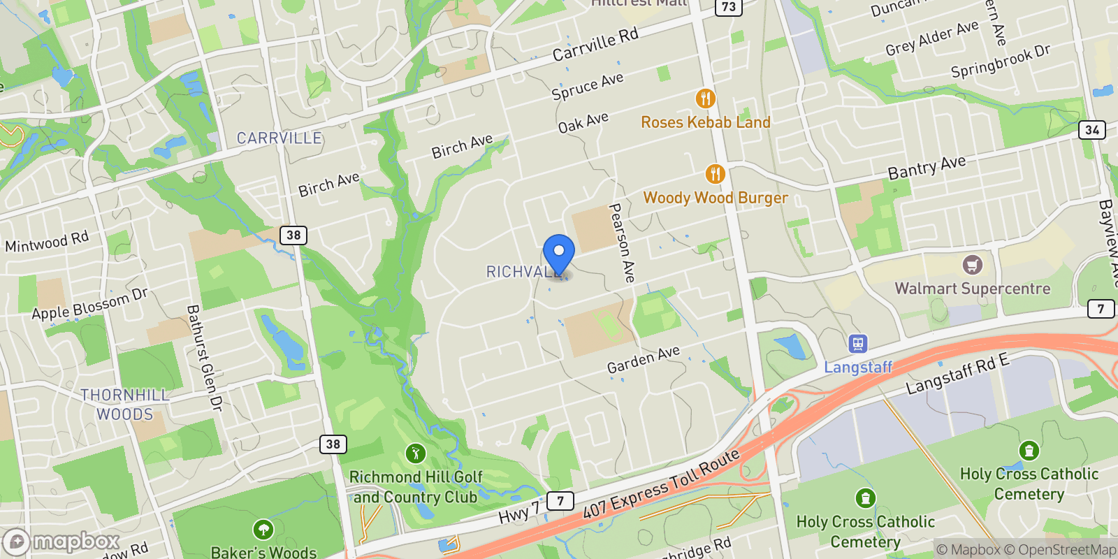 Map showing 61 Westwood Lane, Gormley, Ontario, Canada.