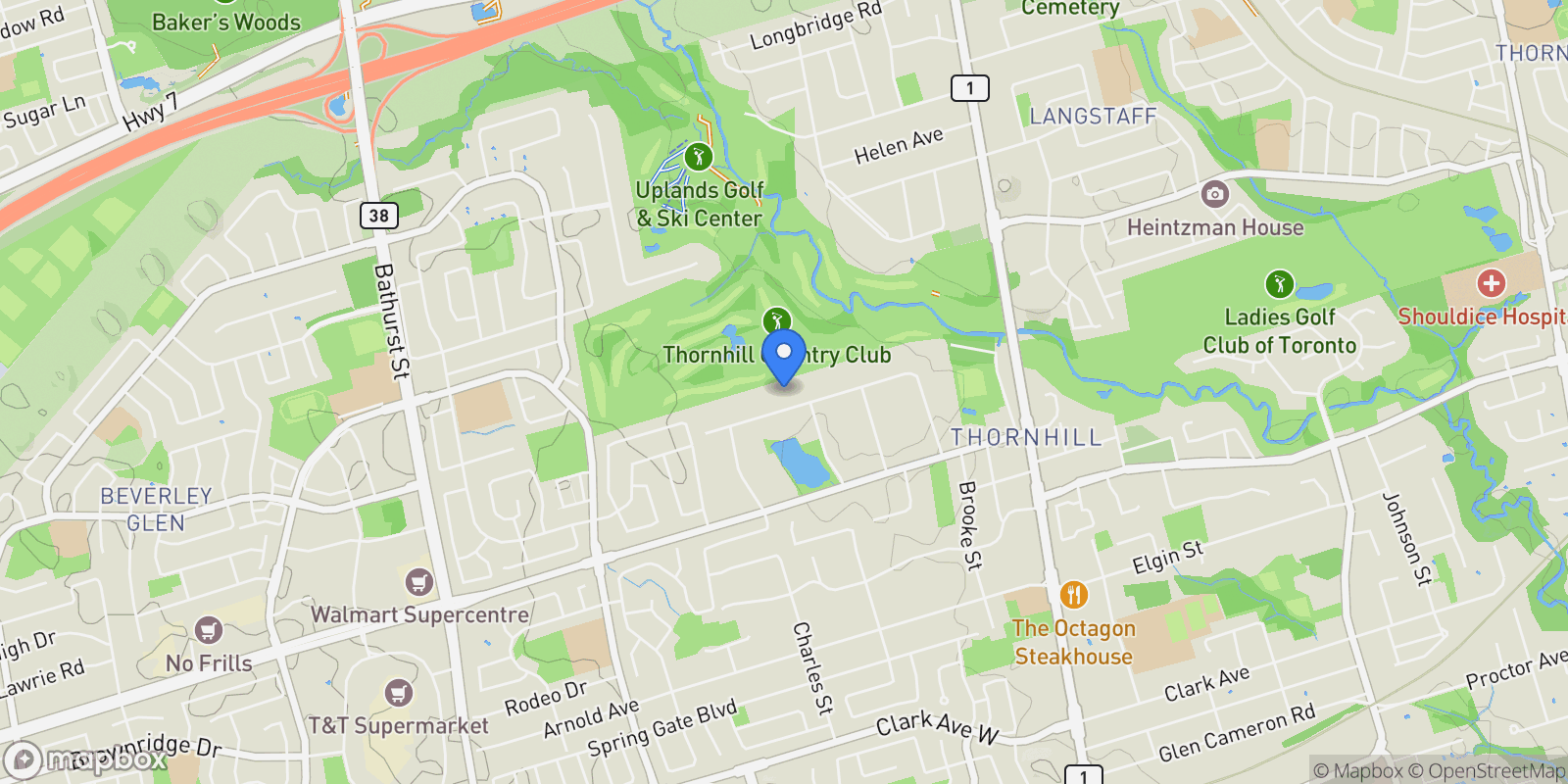 Map showing 55 Thornbank Road, Vaughan, Ontario, Canada.