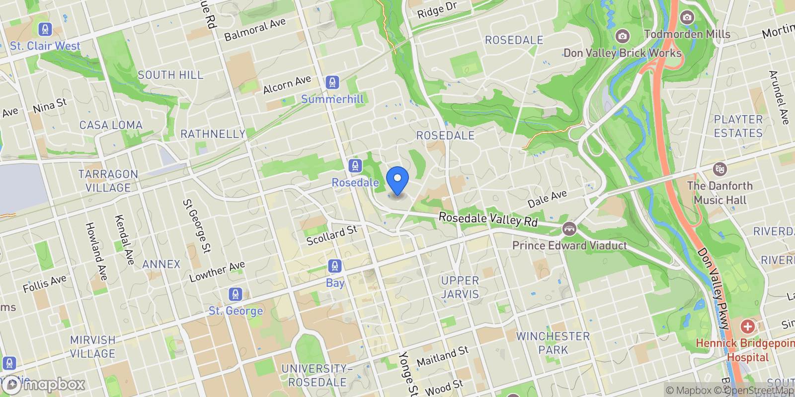 Map showing 10 Pine Hill Road, Toronto, Ontario, Canada.