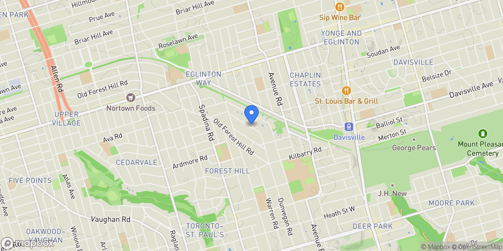 Map showing Dunvegan Road, Toronto, Ontario, Toronto, Ontario, Canada.