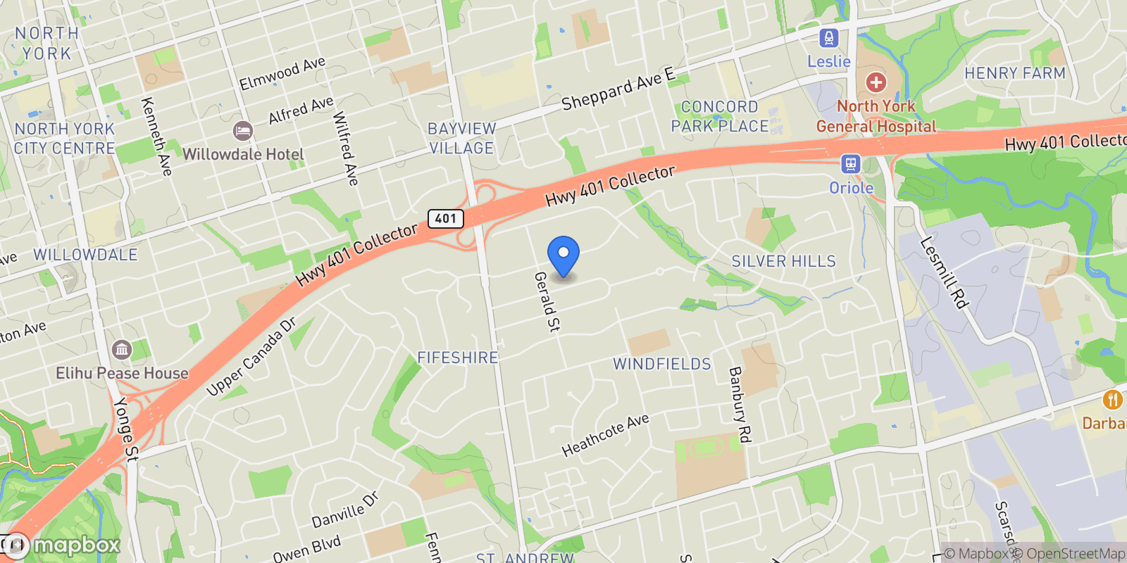 Map showing Wimpole Drive, Toronto, Ontario, Toronto, Ontario, Canada.