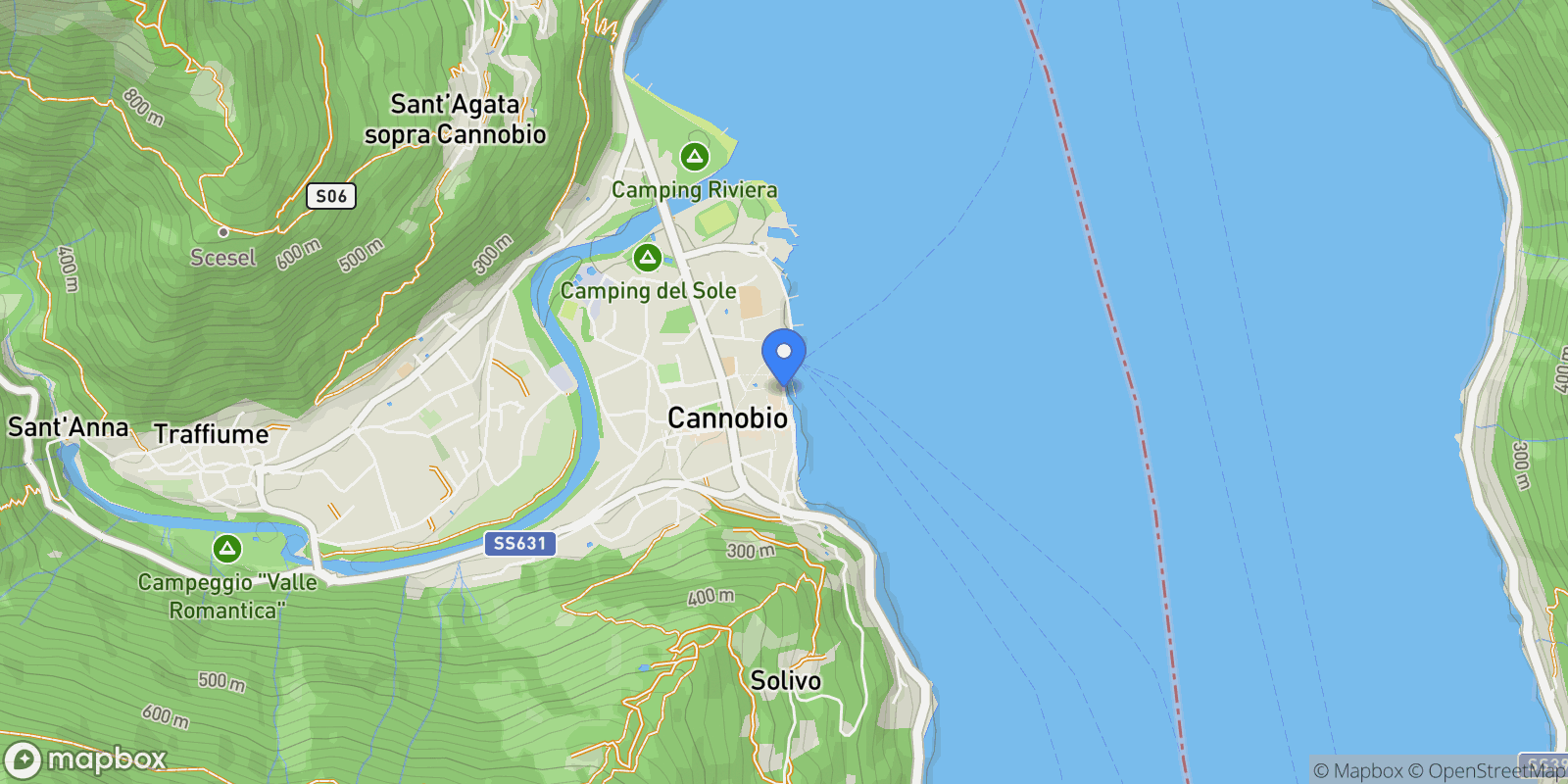 Map showing Piazza Vittorio Emanuele III, 28822 Cannobio VB, Italy, Cannobio, Piedmont, Italy.