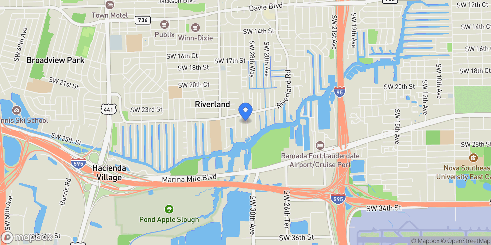 Map showing 2415 Riverlane Ter, Fort Lauderdale, FL 33312, Fort Lauderdale, Florida, United States.