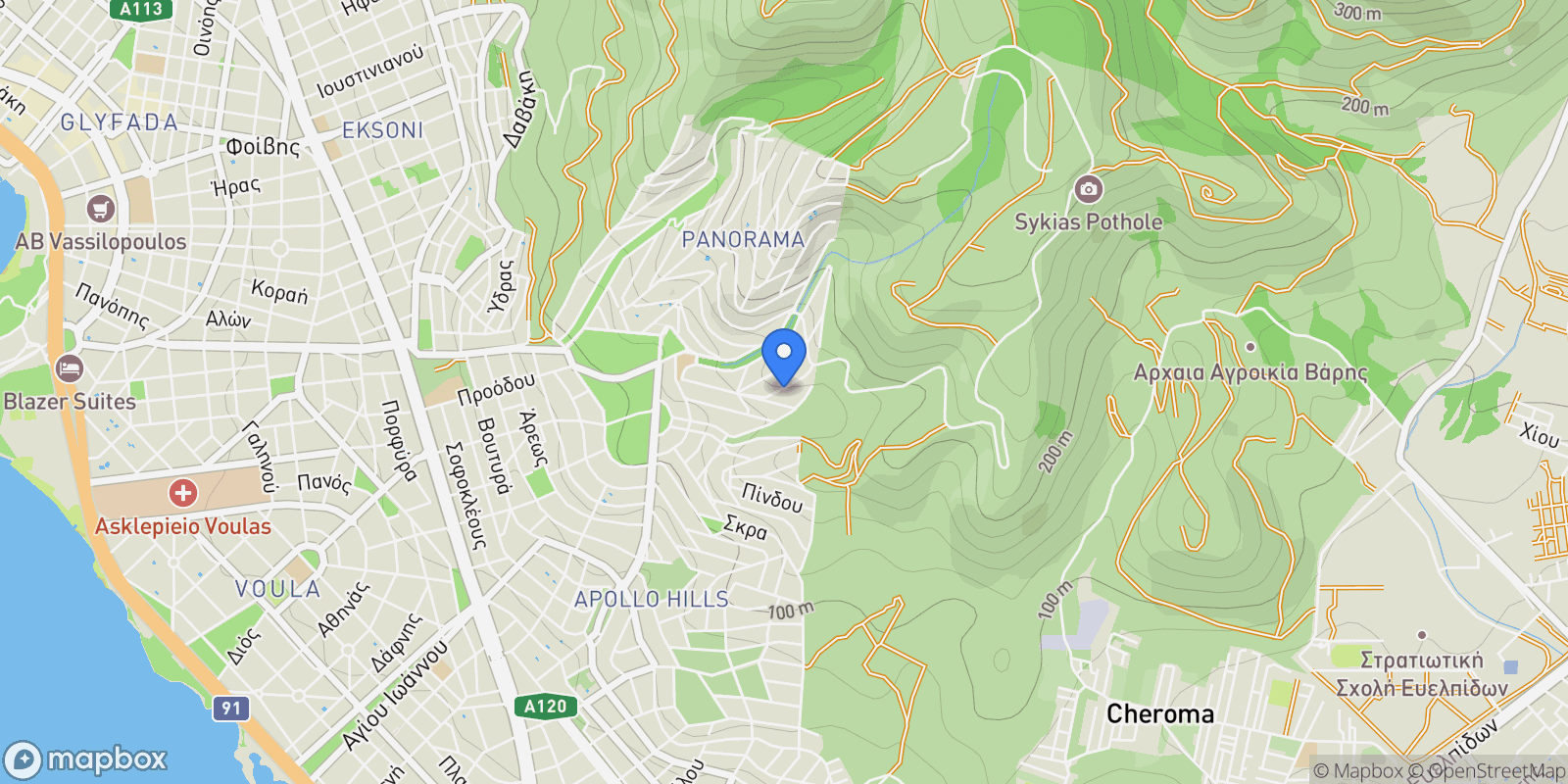 Map showing Voula, Attica, Greece.