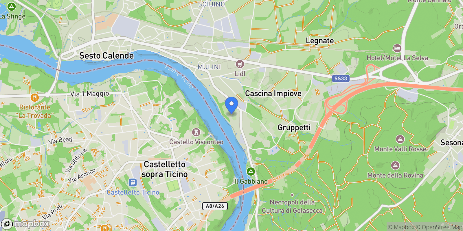 Map showing Via Golasecca, 21018 Sesto Calende VA, Italy, Sesto Calende, Lombardy, Italy.
