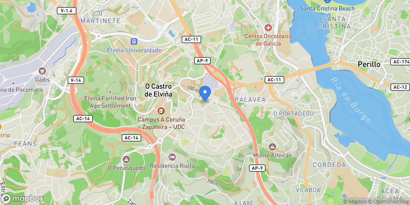 Map showing Zapateira, A Coruña, A CORUÑA, A Coruña, Visma, Galicia, Spain.