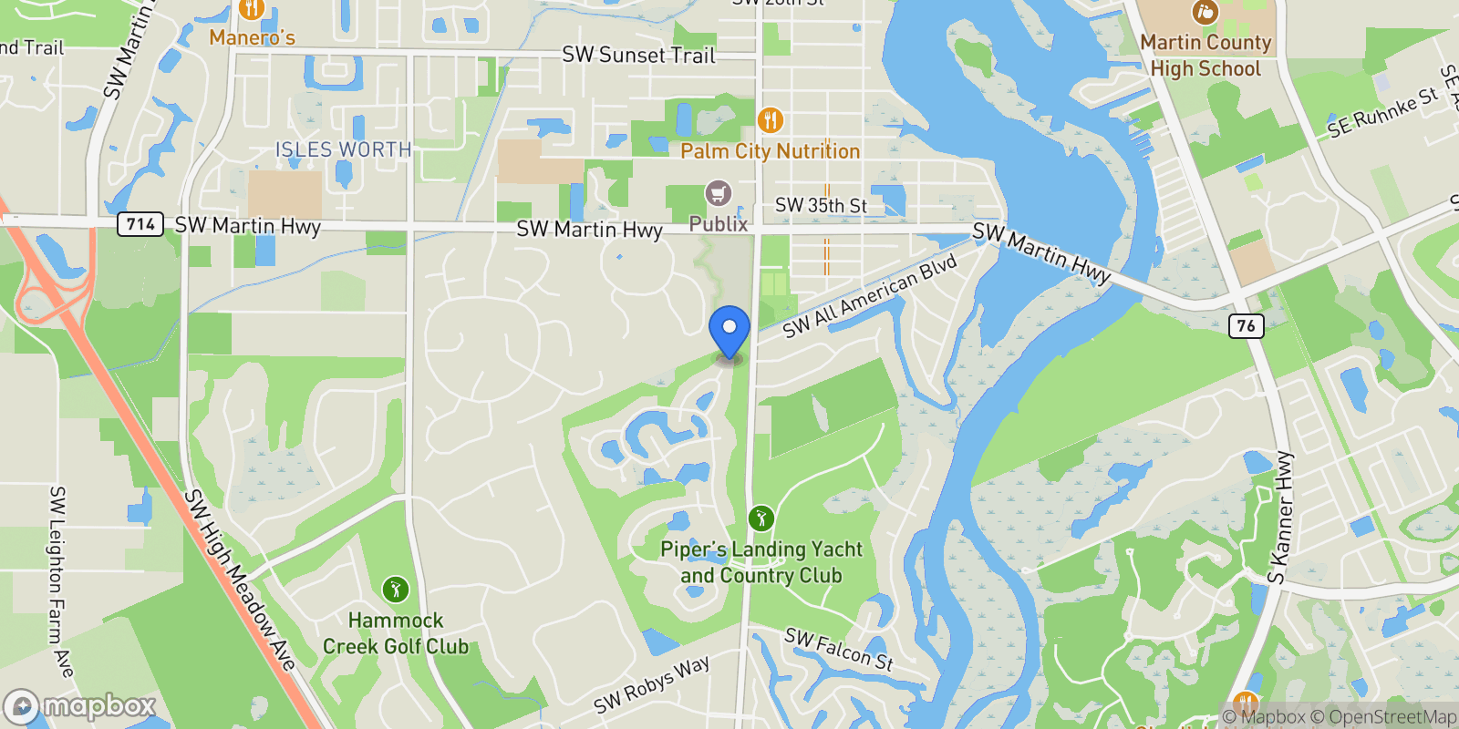 Map showing 4104 SW Gleneagle Circle , Palm City, FL 34990, Palm City, Florida, United States.