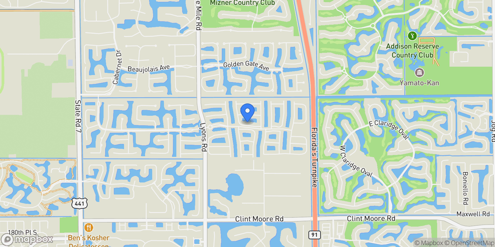 Map showing 17130 Wandering Wave Ave, Boca Raton, FL 33496, Boca Raton, Florida, United States.