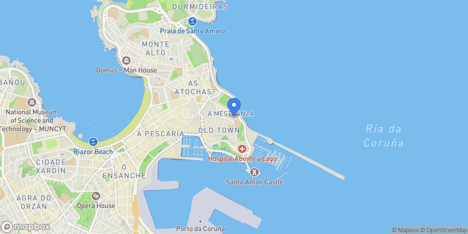 Map showing Ciudad Vieja - Centro, A Coruña, A CORUÑA, A Coruña, A Coruna, Visma, Spain.
