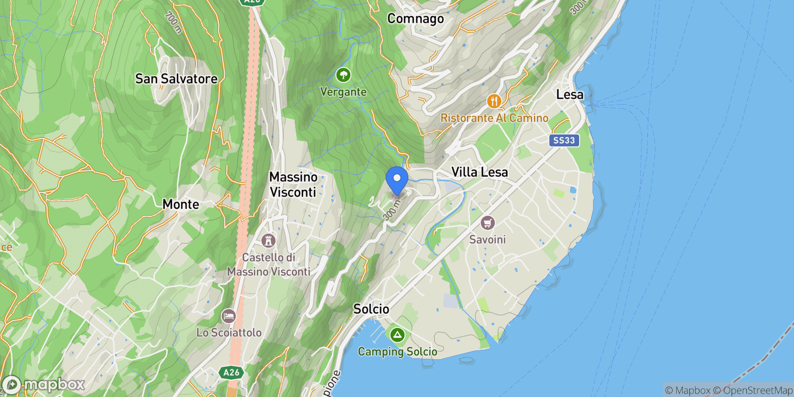 Map showing Via Poggiolo di Solcio, Lesa, NO 28040, Lesa, Piedmont, Italy.