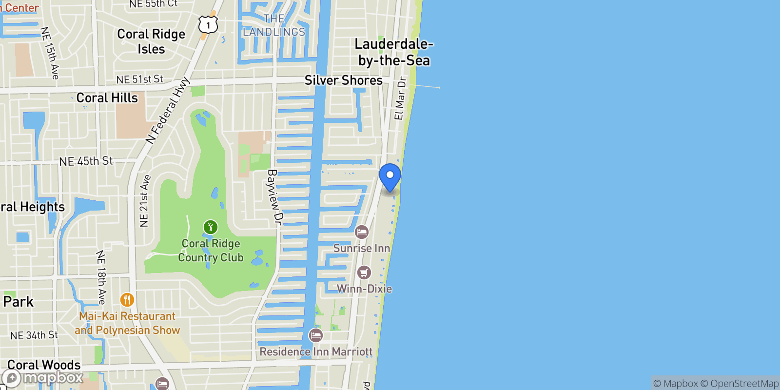 Map showing 4280 GALT OCEAN DR #20-A, Fort Lauderdale, FL 33308, Fort Lauderdale, Florida, United States.