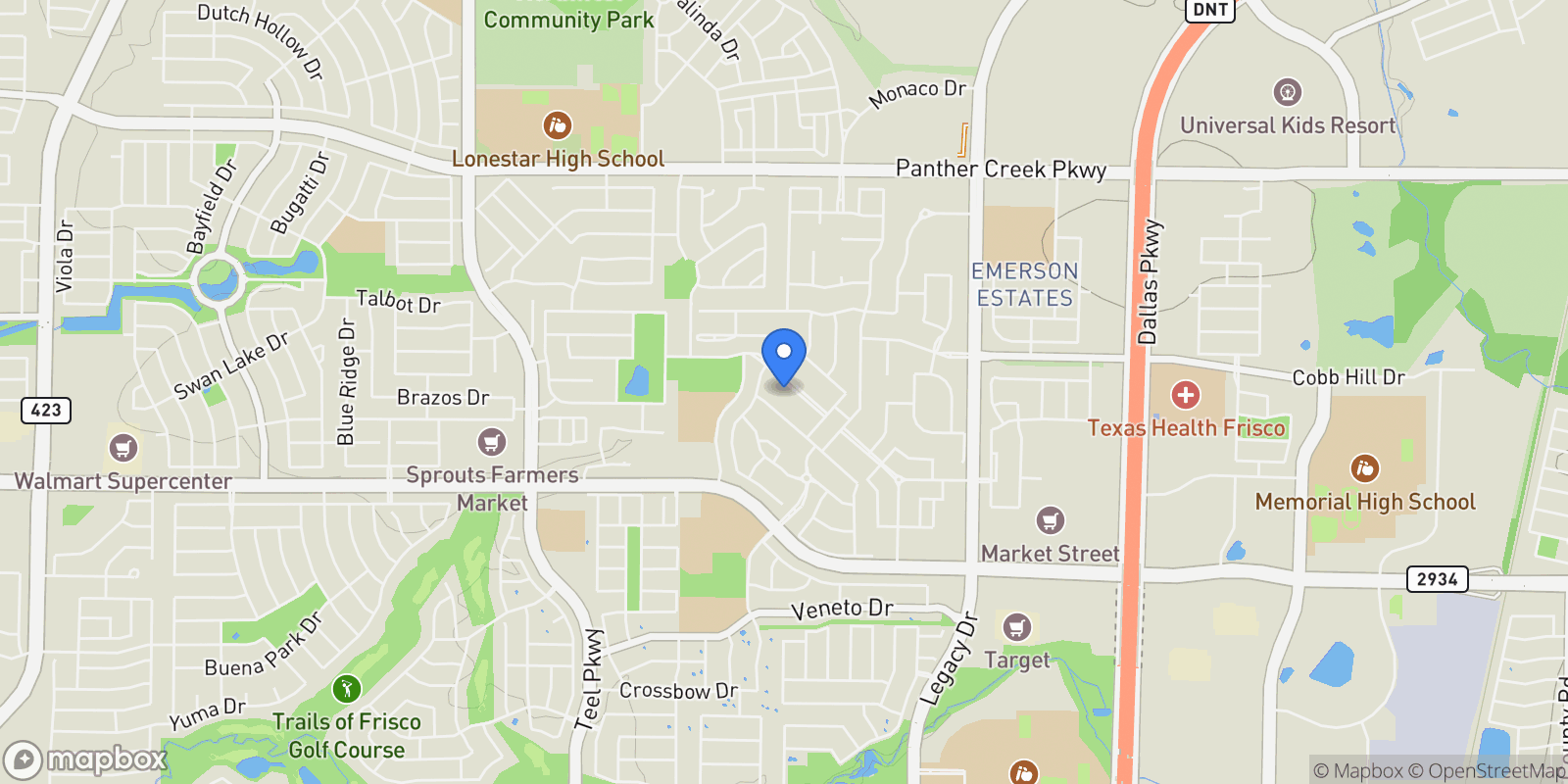 Map showing 3883 Newman Boulevard, Frisco, Texas, United States.