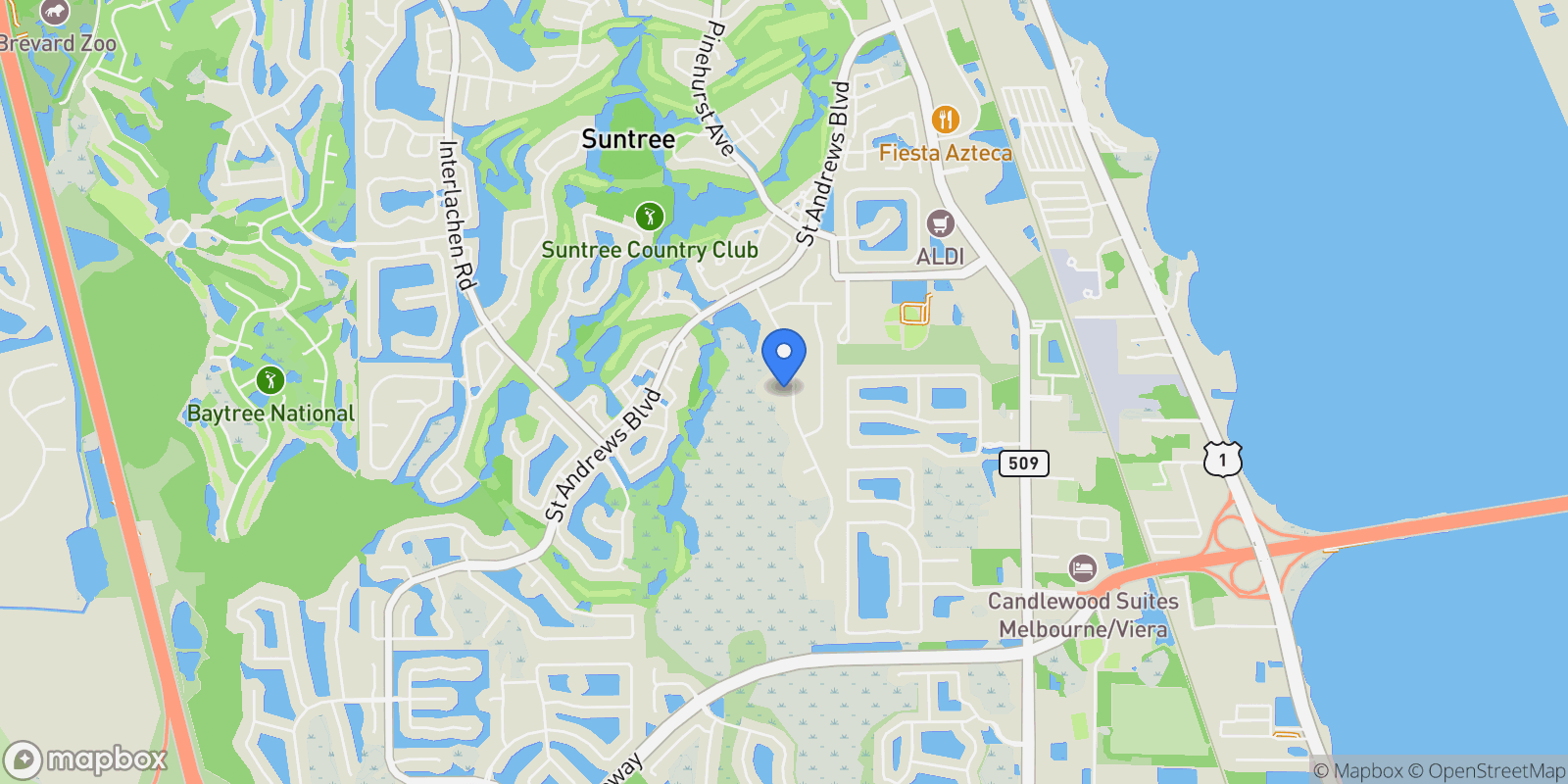 Map showing 772 Oak Park Drive, Melbourne, Florida, United States.