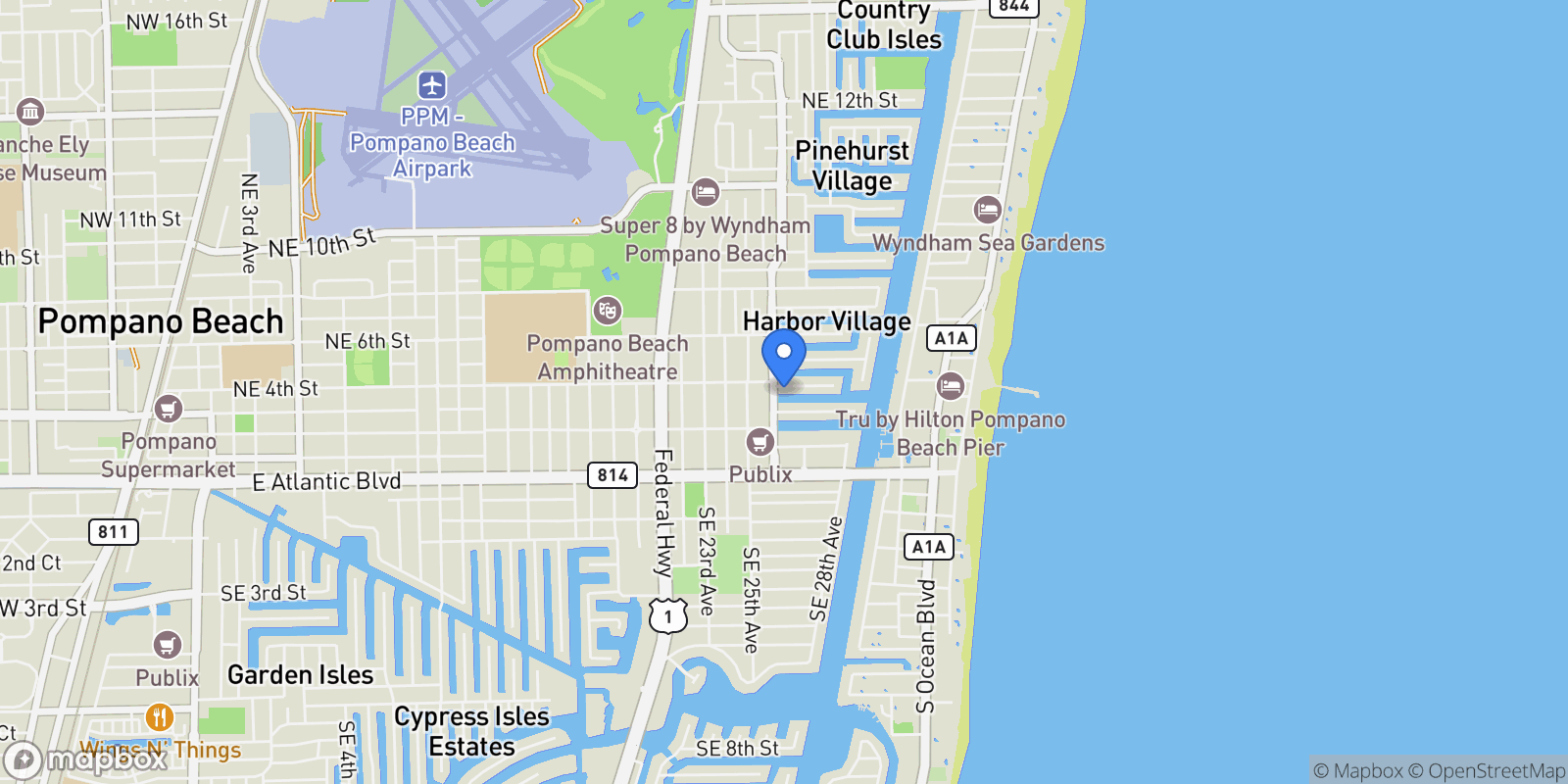 Map showing 2612 NE 4th St, Pompano Beach, FL 33062, Pompano Beach, FL, United States.