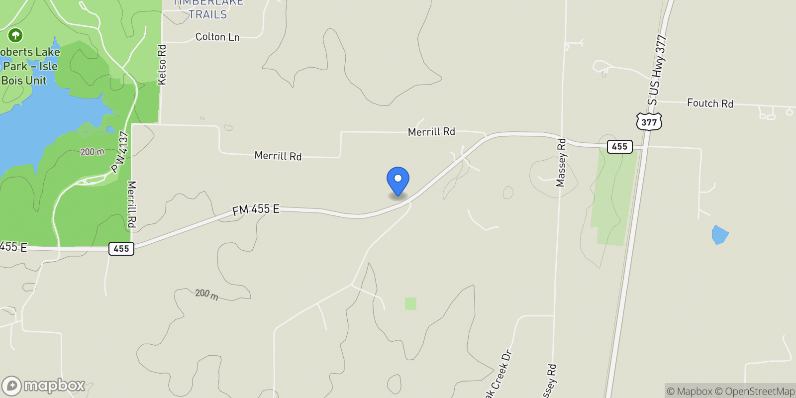 Map showing 8901 Fm 455 E, Pilot Point, Texas, United States.