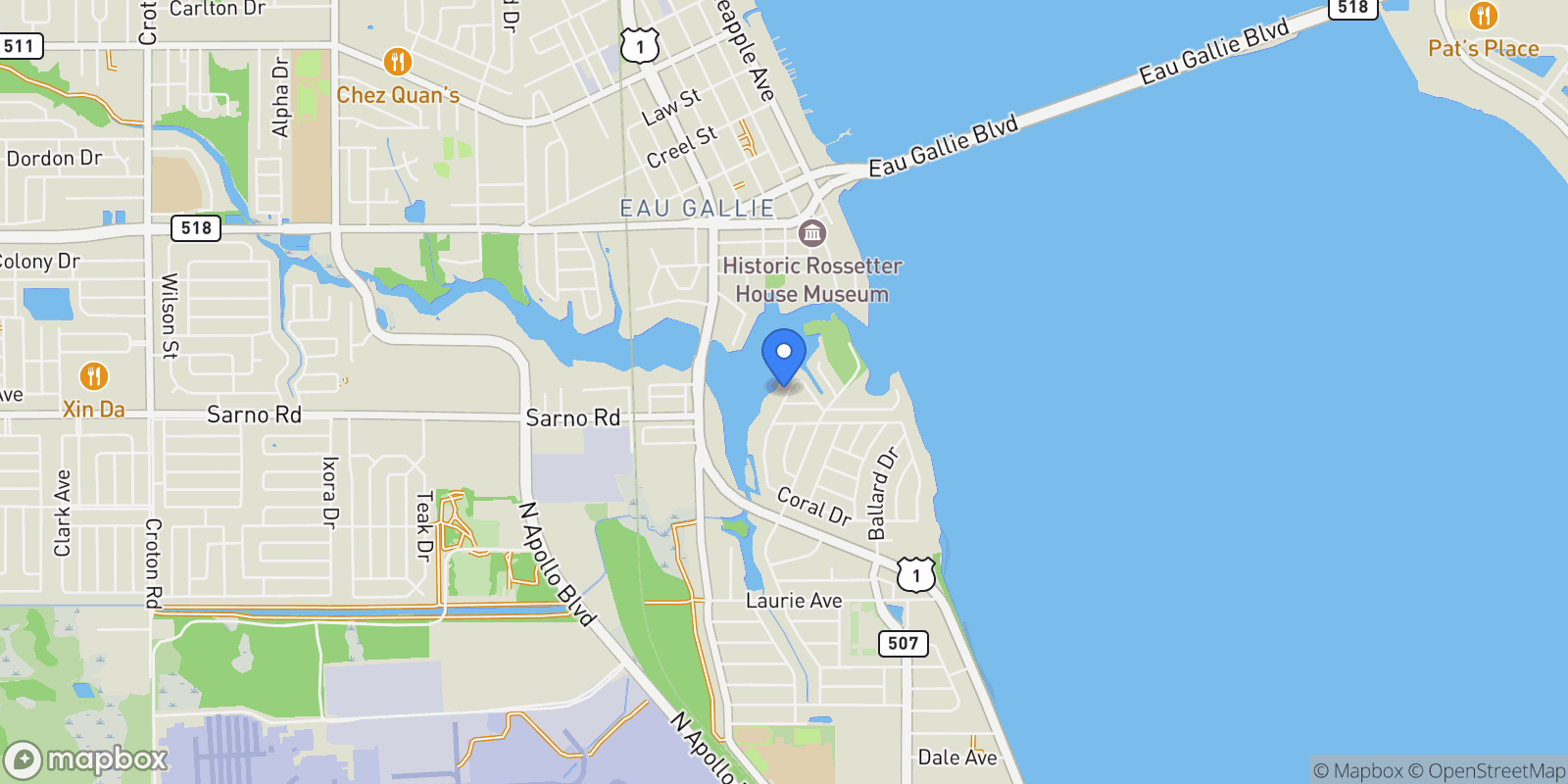 Map showing 940 W Whitmire Drive, Melbourne, Florida, United States.