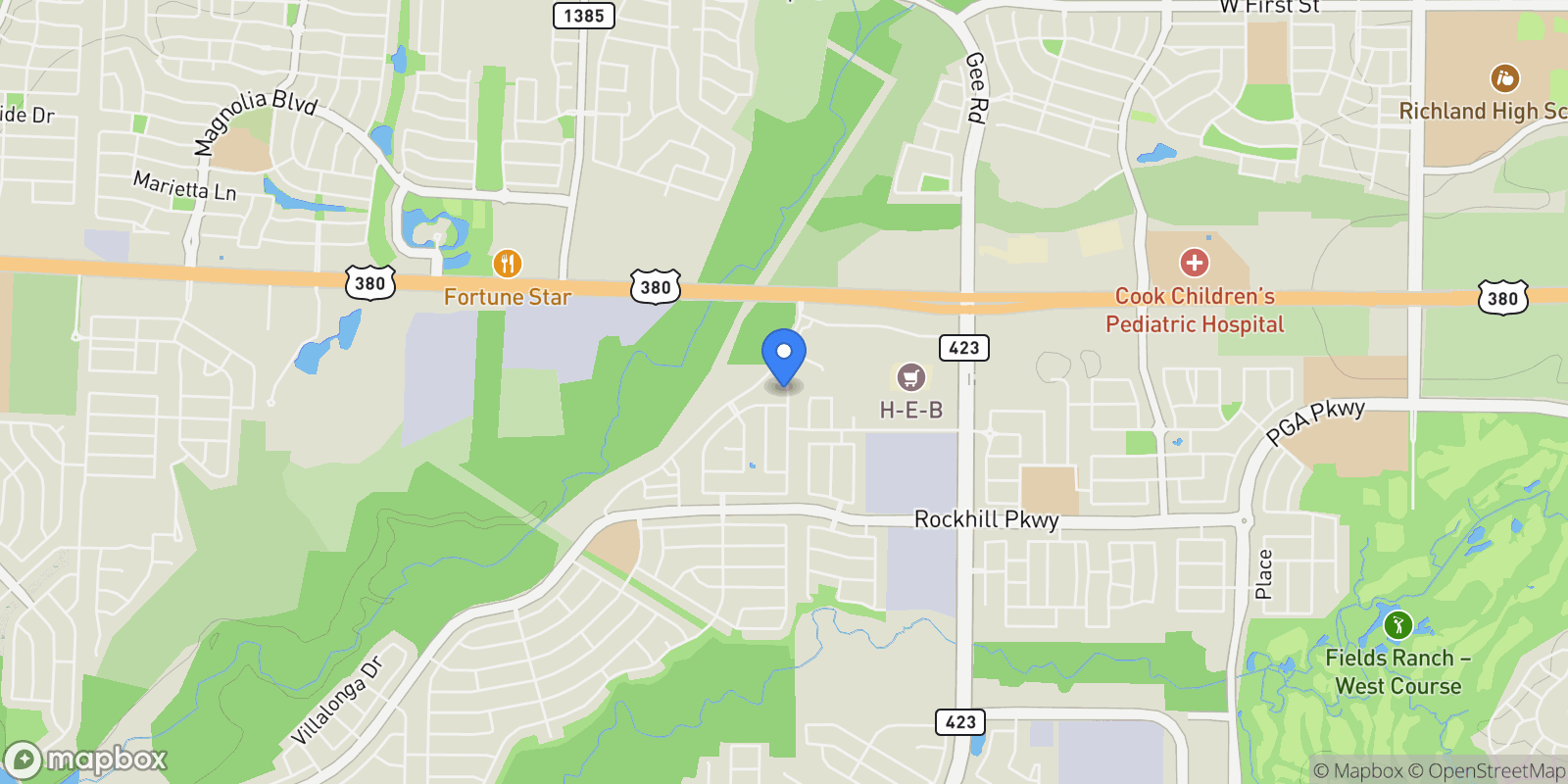 Map showing 483 Hyer Circle, Frisco, Texas, United States.