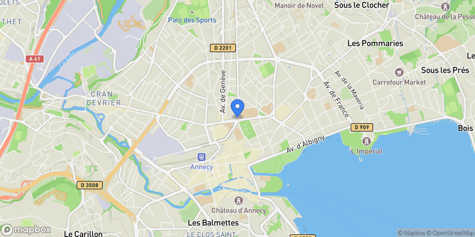 Map showing Annecy, France, Annecy, Auvergne-Rhône-Alpes, France.