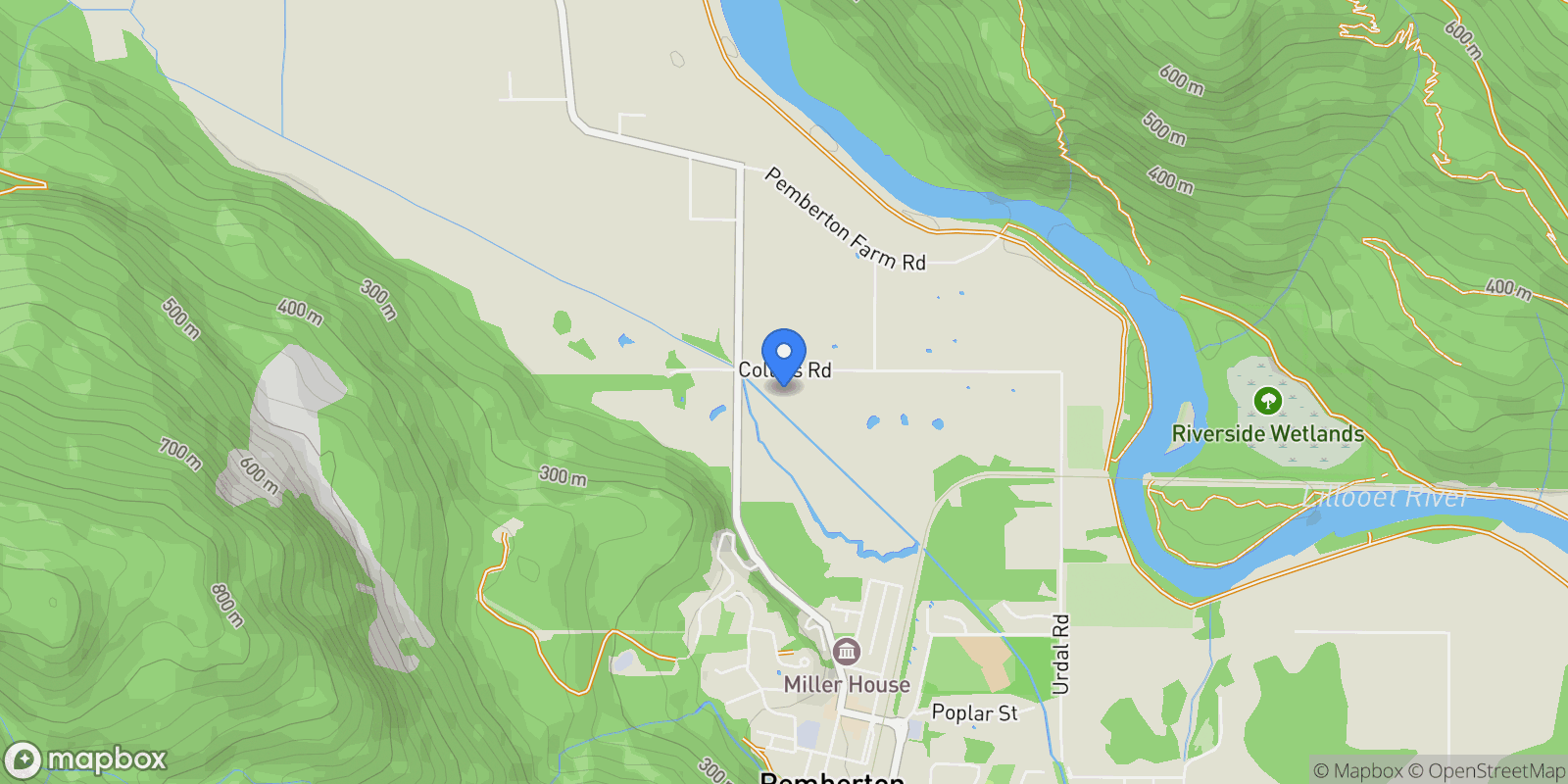 Map showing 1360 Collins Road, Pemberton, BC, V0N2L0, CANADA, Pemberton, British Columbia, Canada.