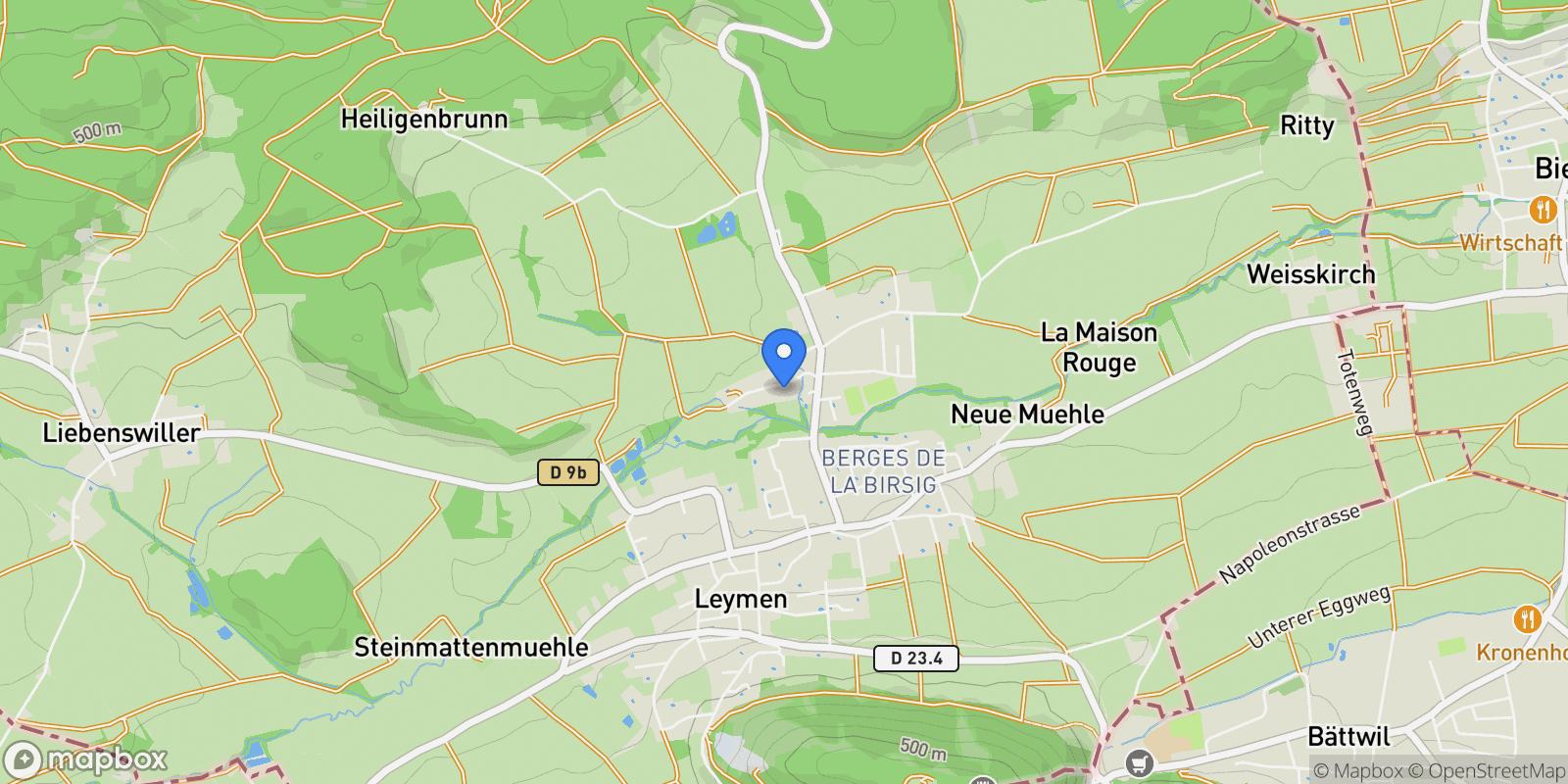 Map showing Leymen, Grand Est, France.
