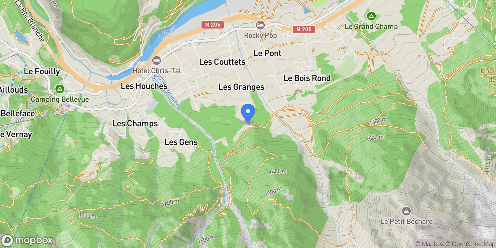Map showing 993 Rte des Granges, 74310 Les Houches, France, Les Houches, Auvergne-Rhône-Alpes, France.