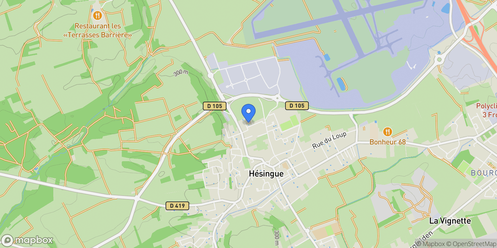 Map showing Hésingue, Grand Est, France.