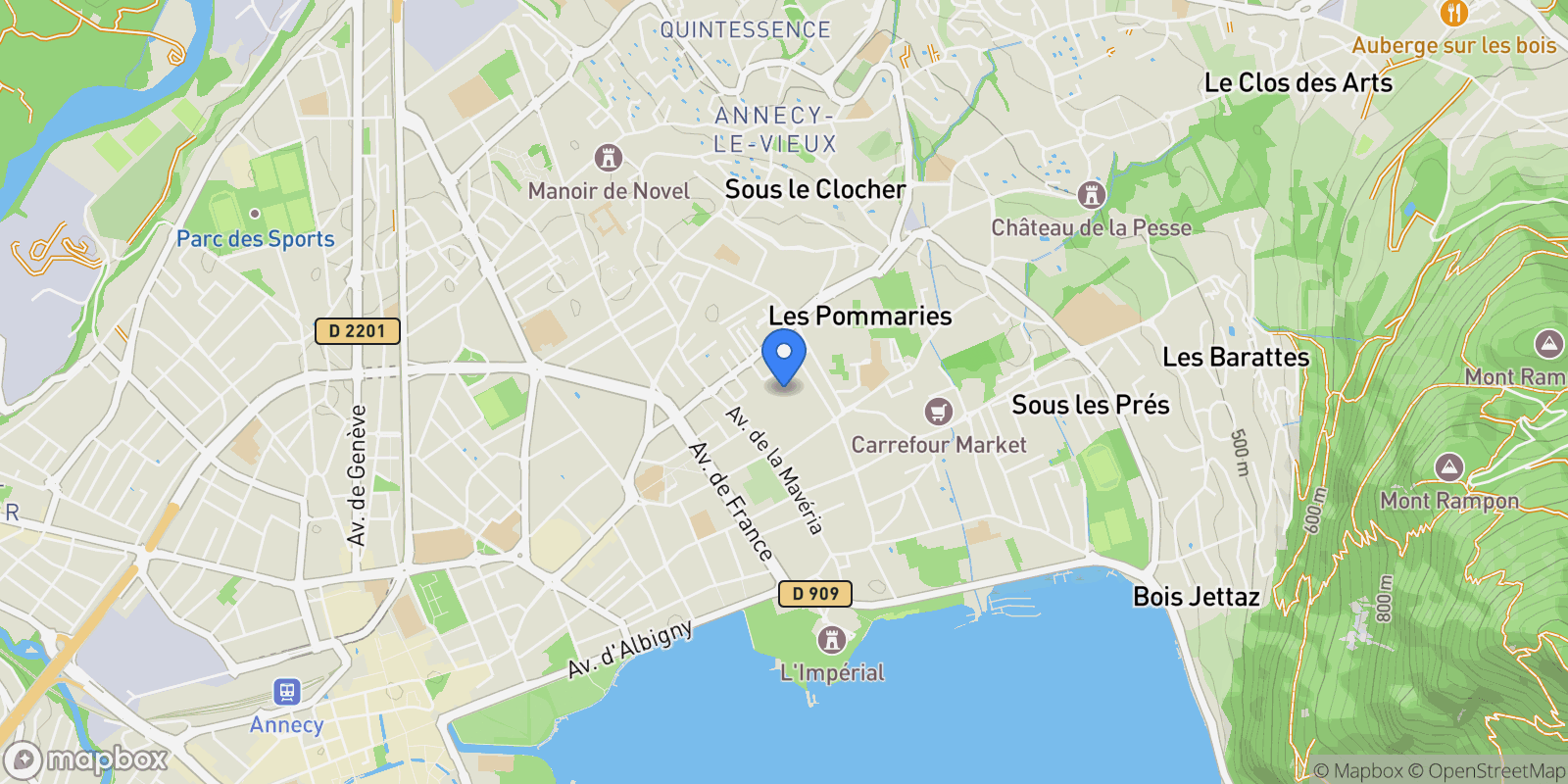 Map showing 2 Pass. du Vert Pré, 74940 Annecy, France, Annecy, Auvergne-Rhône-Alpes, France.