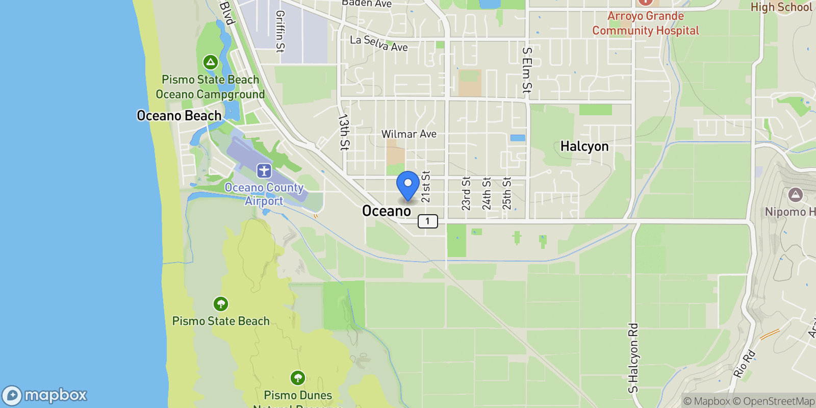 Map showing 1901 Beach Street, Oceano, CA 93445, Oceano, California, United States.