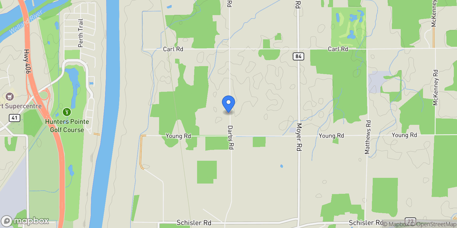 Map showing 551 Darby Rd, Welland, ON L0S 1K0, Welland, Ontario, Canada.