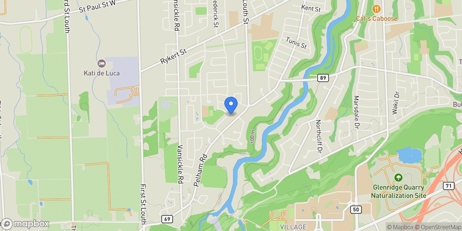 Map showing 32 Sterling St, St. Catharines, ON L2S 3T2, St. Catharines, Ontario, Canada.