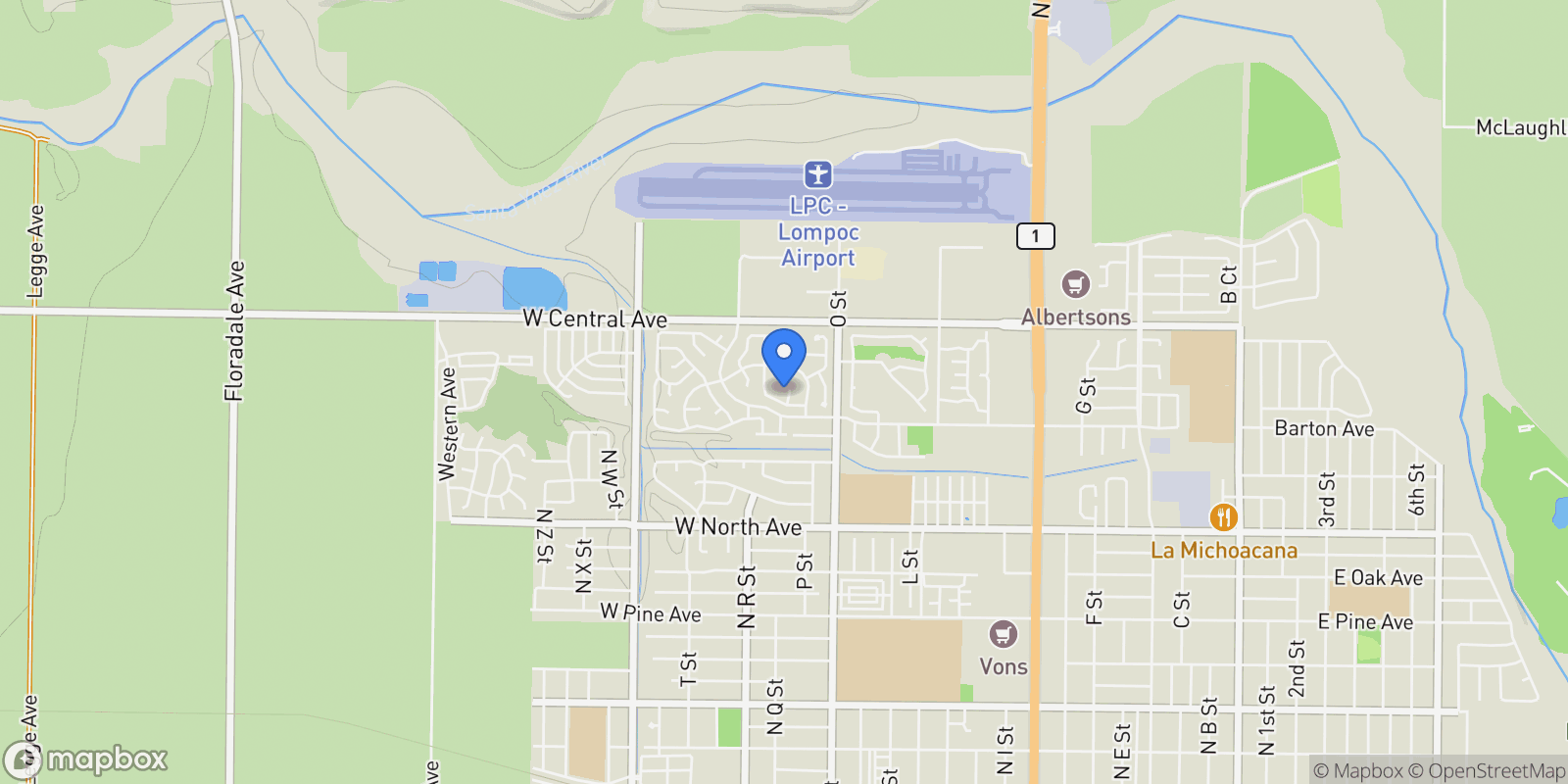 Map showing 1217 Iris Court, Lompoc, CA 93436, Lompoc, California, United States.
