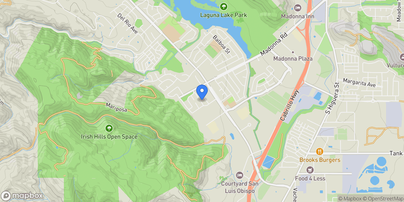 Map showing 1732 Singletree Court, San Luis Obispo, CA 93405, San Luis Obispo, California, United States.