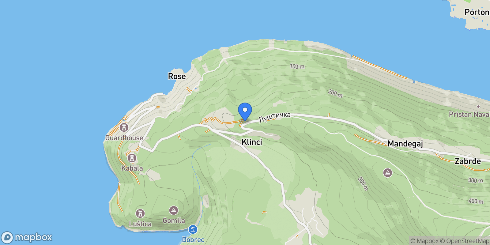 Map showing Klinci, Montenegro, Klinci, Herceg Novi Municipality, Montenegro.
